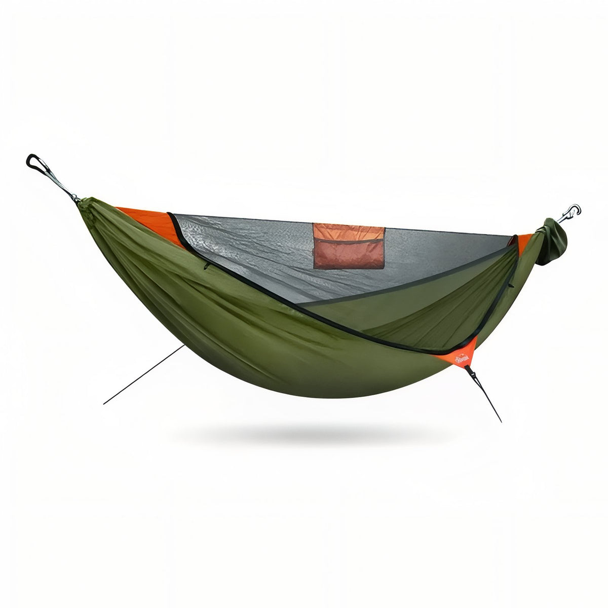 Hamac Moustiquaire Randonnée - Vert Olive et Orange