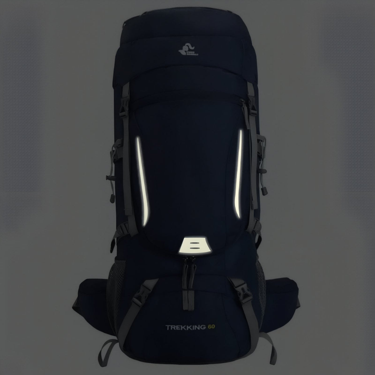 60-Litre Breathable Hiking Backpack front view - Navy Blue