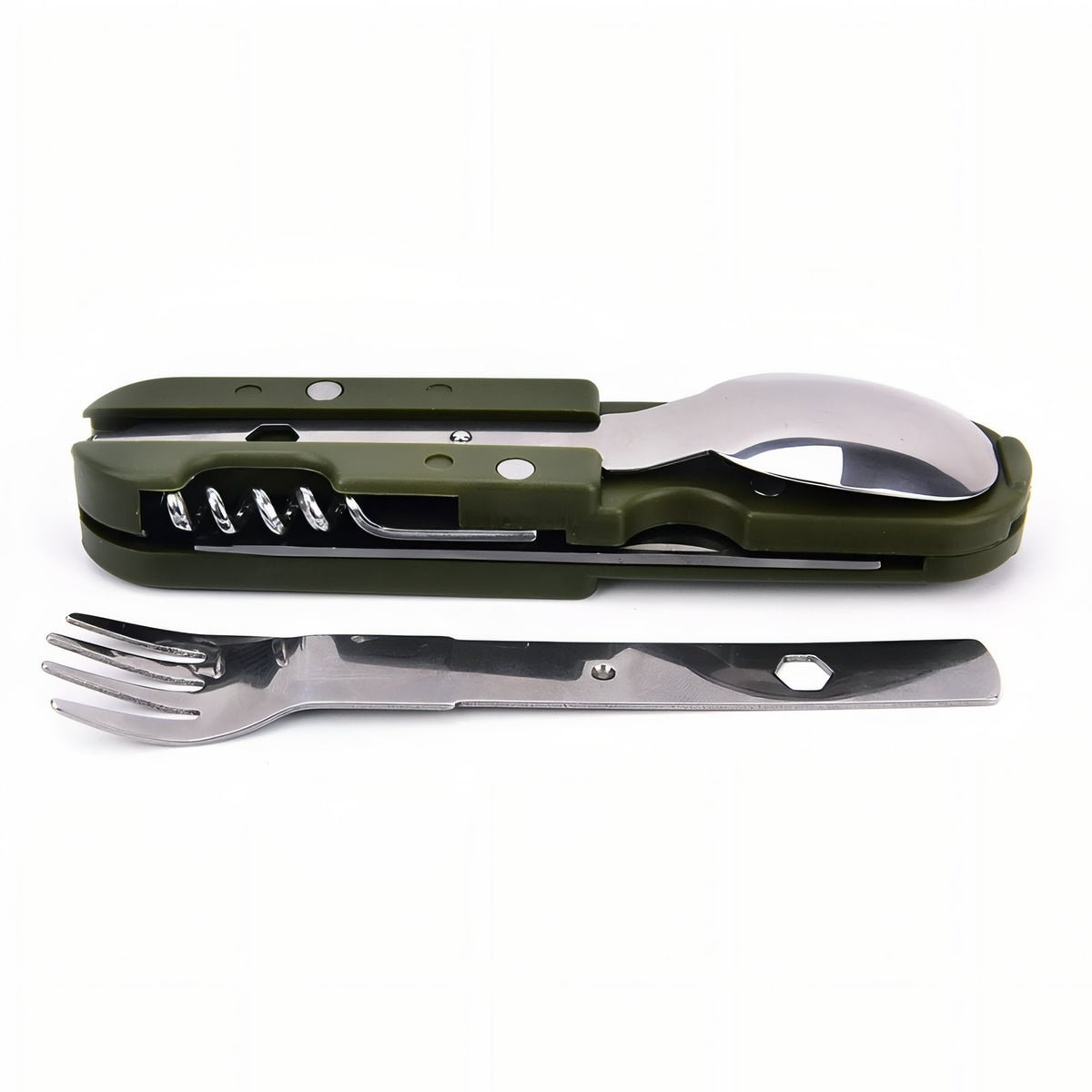 Couvert Pour Randonnée couverts pliables ouverts - Vert Olive