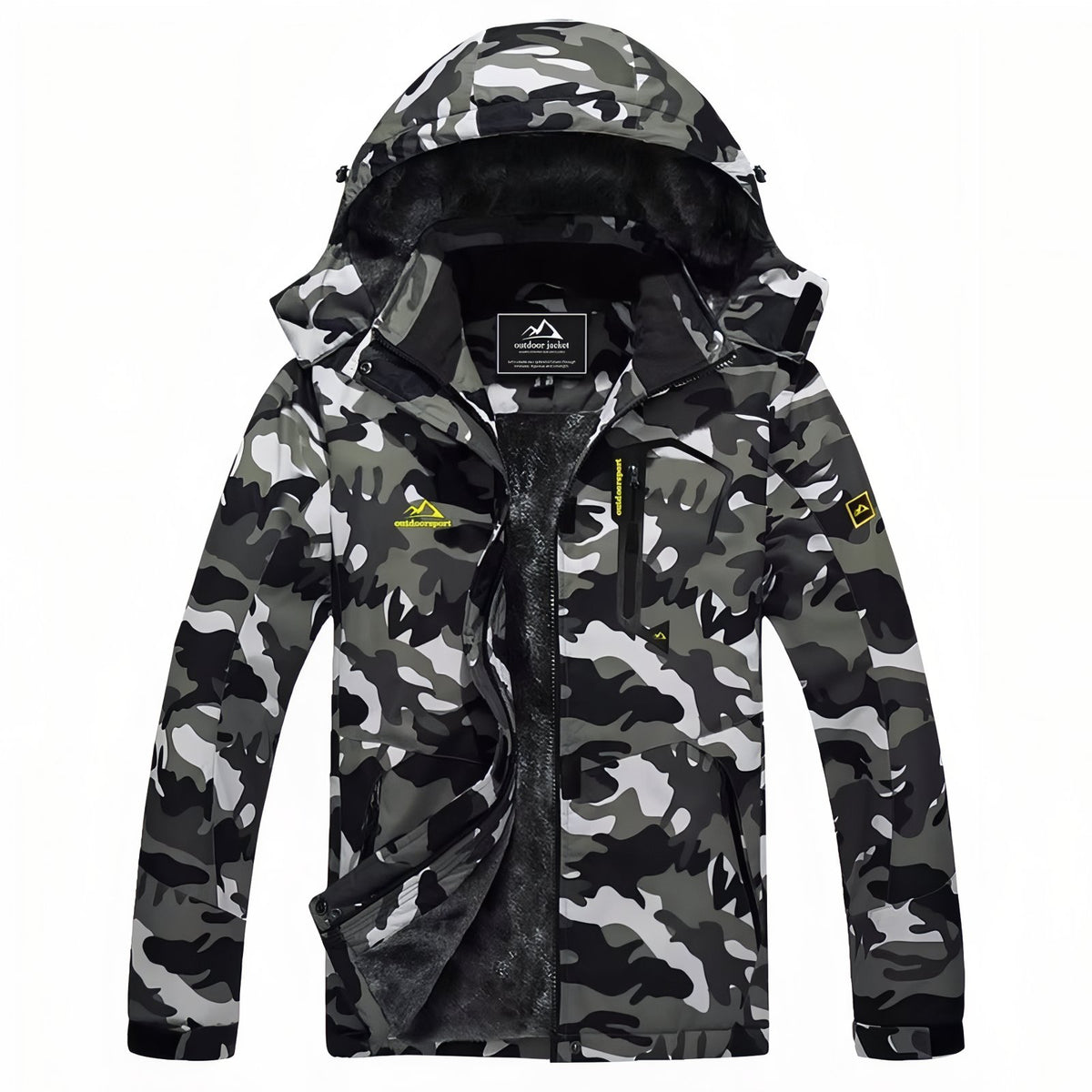 Camouflage Hiking Jacket open jacket - Dark Green - Blue - White - Black