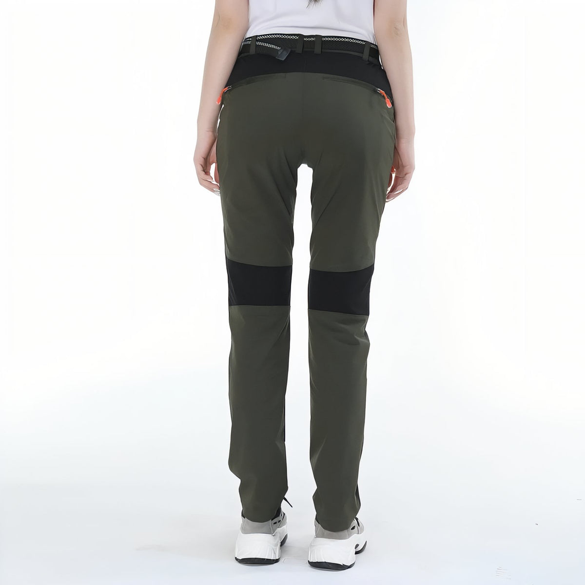 Pantalon Randonnée Extensible Femme portée de dos - Gris - Beige - Vert