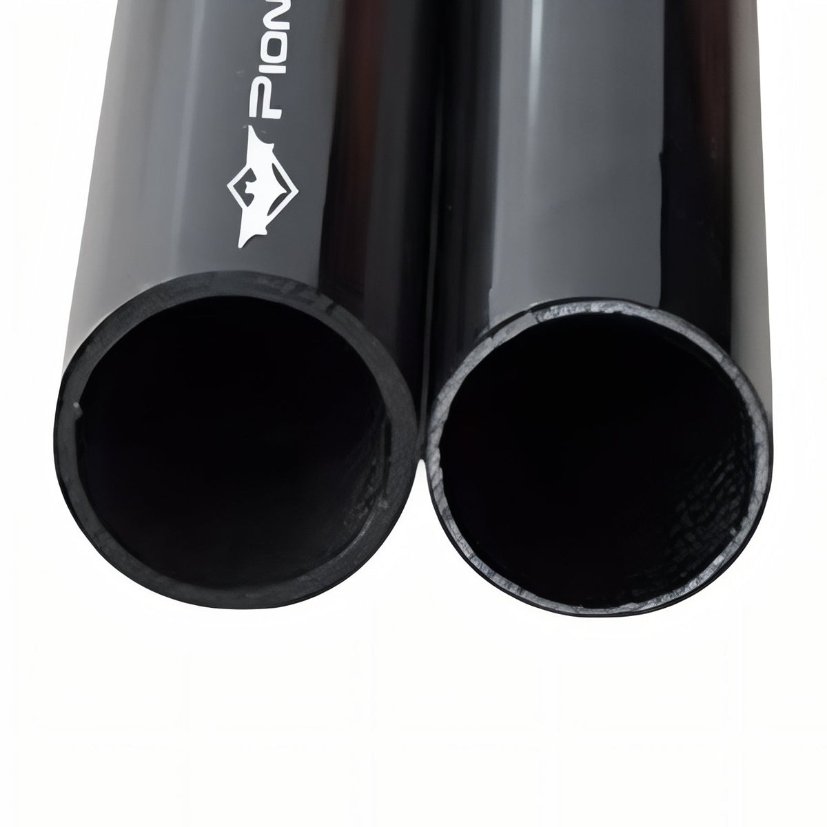 Close-up of Foldable Carbon Walking Stick tubes - Fluorescent Red and Green - Black