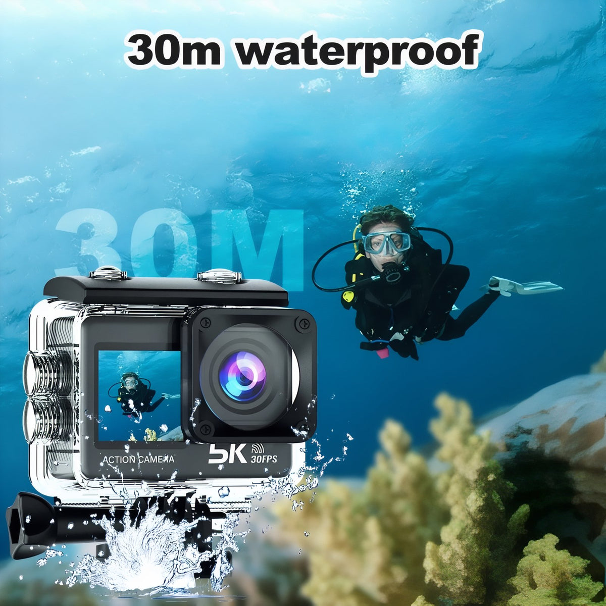 5K Hiking Camera underwater scene - Without Microphone - With Microphone