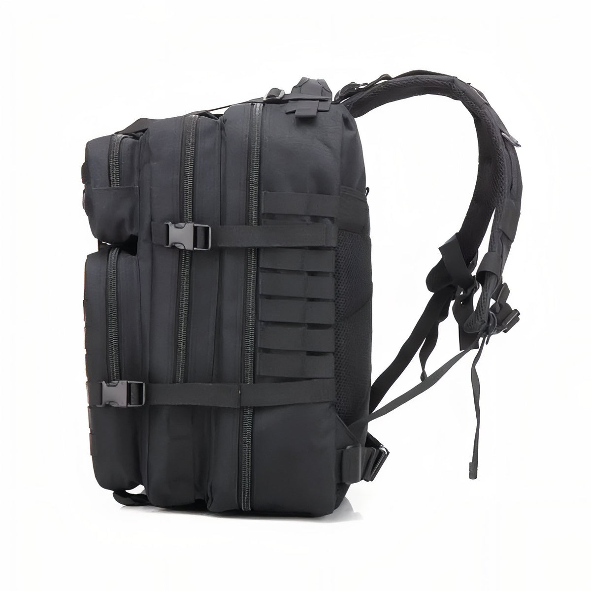 Military Hiking Backpack side view - Black