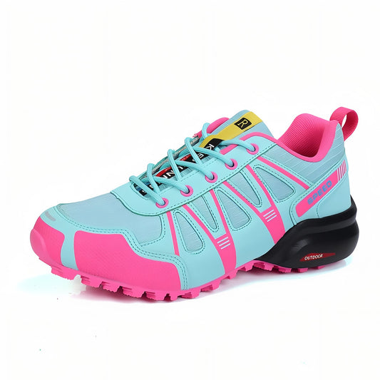 Lightweight Women's Hiking Shoe Blue and Pink - Sky Blue and Fluorescent Pink
