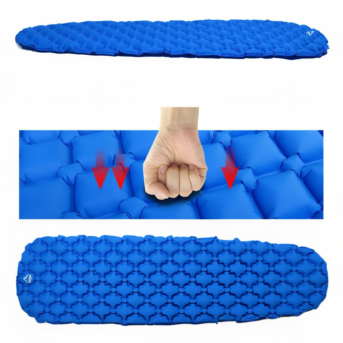 1-Person Inflatable Hiking Mattress close-up texture - Sky Blue - Dark Green - Neon Orange - Navy Blue